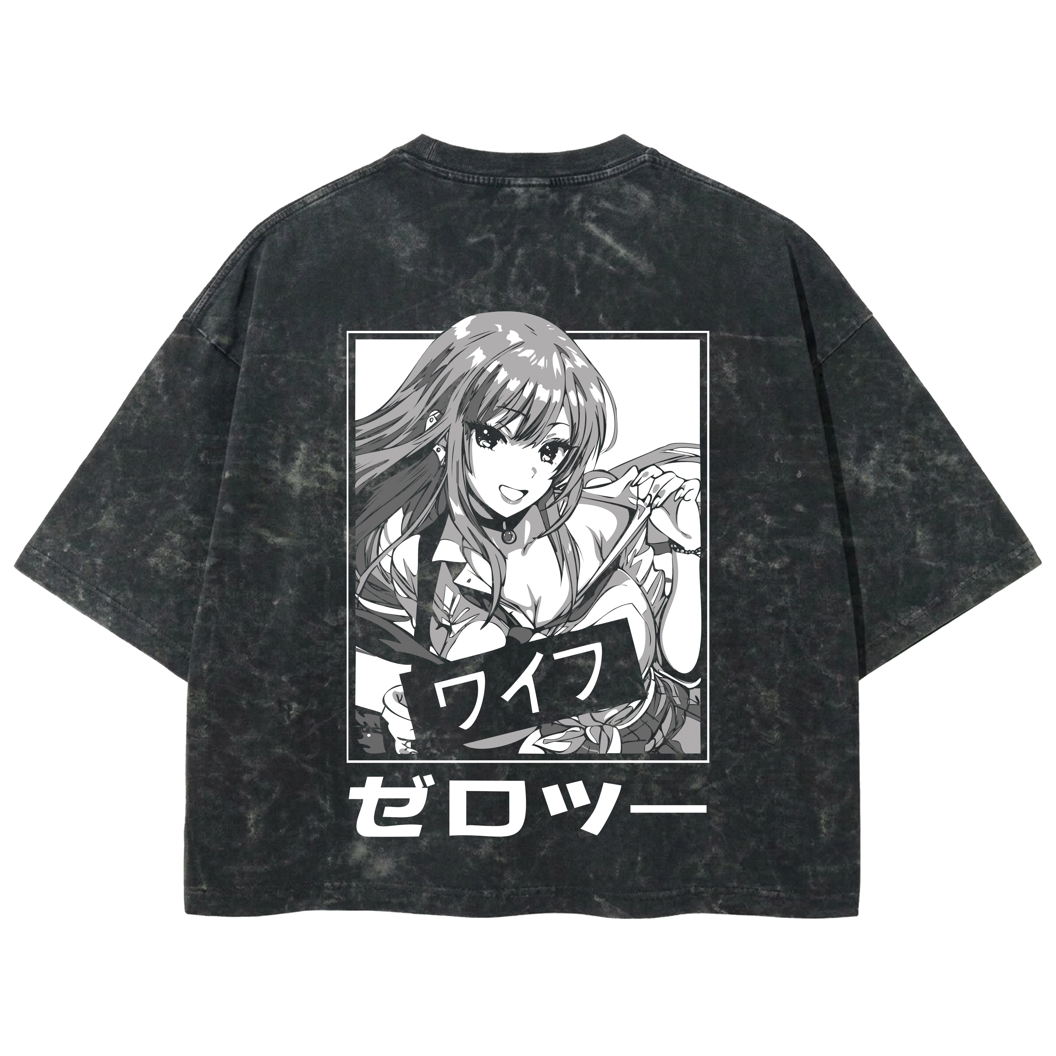 Playera streetwear premium de anime y gaming ExtraLife MX, corte boxy deluxe mineral wash heavyweight en color Acid Wash, moda urbana mexicana de culto.