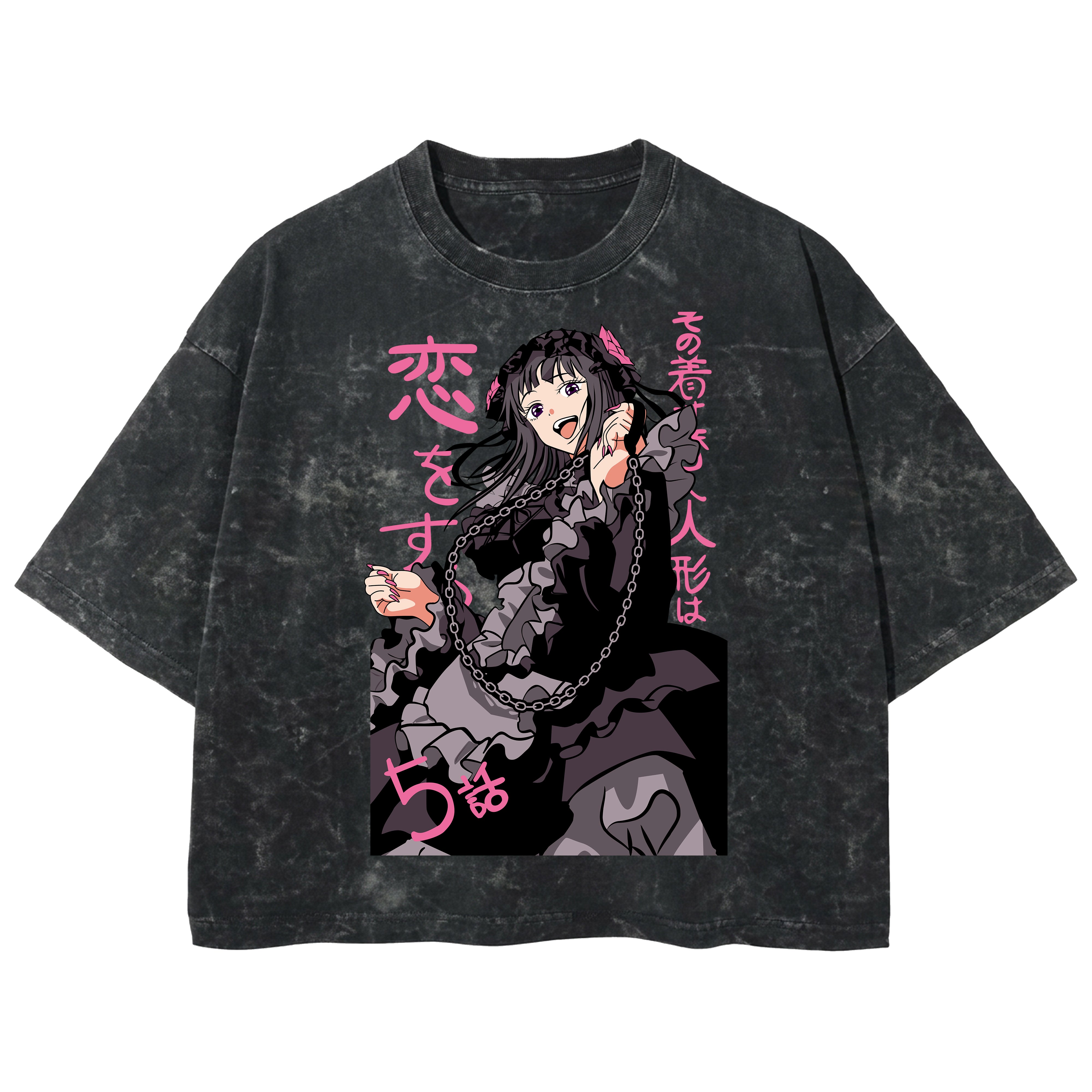 Playera streetwear premium de anime y gaming ExtraLife MX, corte boxy deluxe mineral wash heavyweight en color Acid Wash, moda urbana mexicana de culto.
