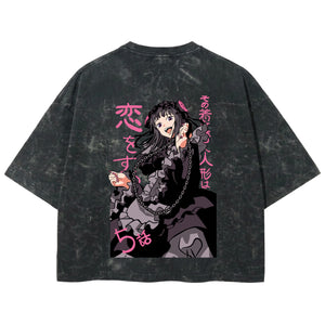 Playera streetwear premium de anime y gaming ExtraLife MX, corte boxy deluxe mineral wash heavyweight en color Acid Wash, moda urbana mexicana de culto.