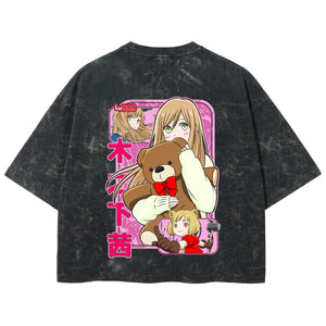 Playera streetwear premium de anime y gaming ExtraLife MX, corte boxy deluxe mineral wash heavyweight en color Acid Wash, moda urbana mexicana de culto.