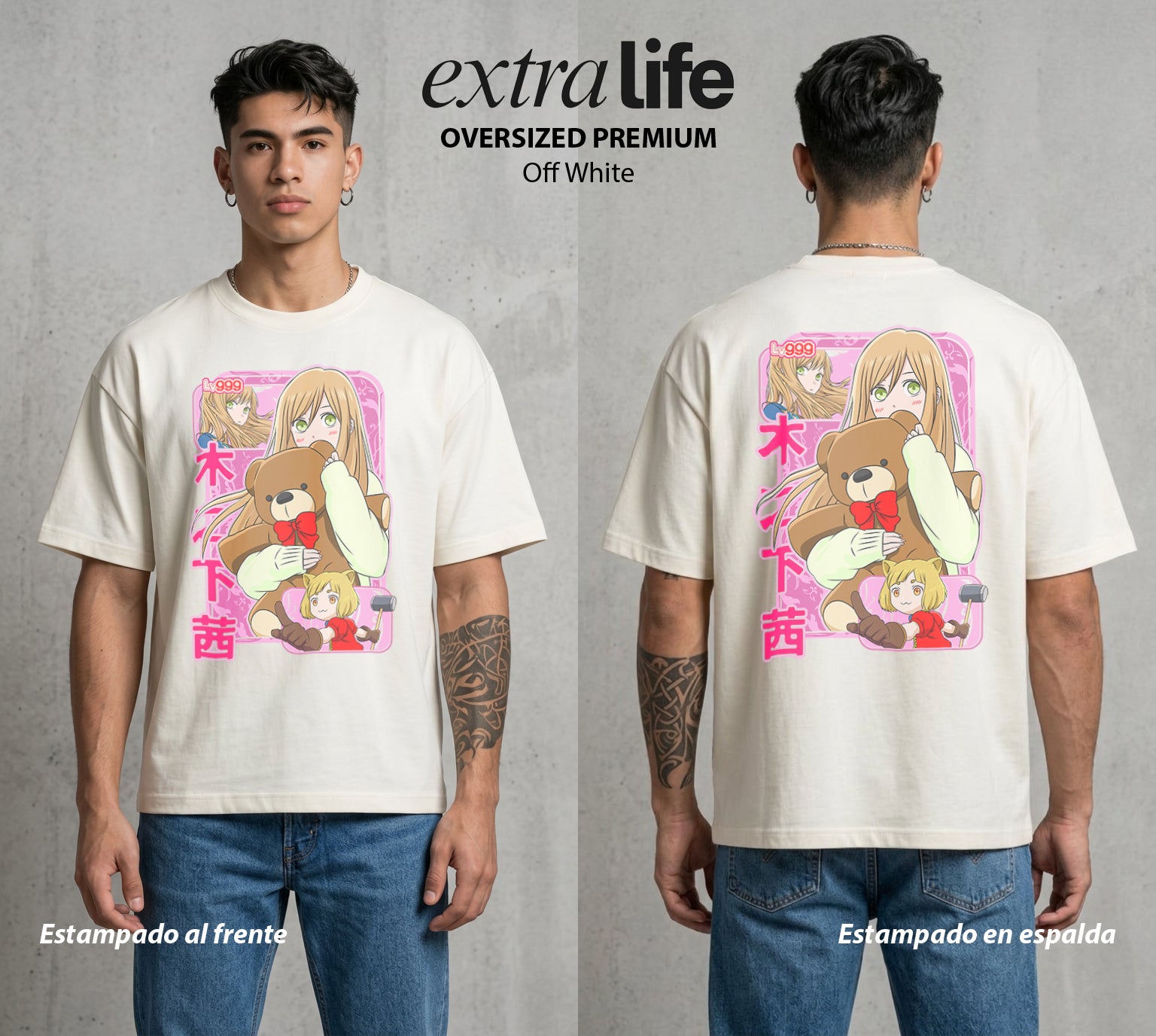 El Amor del Nivel Maximo | El Poder del Maximo #02683 - Playera Oversized Premium | Off White - Foto en modelo