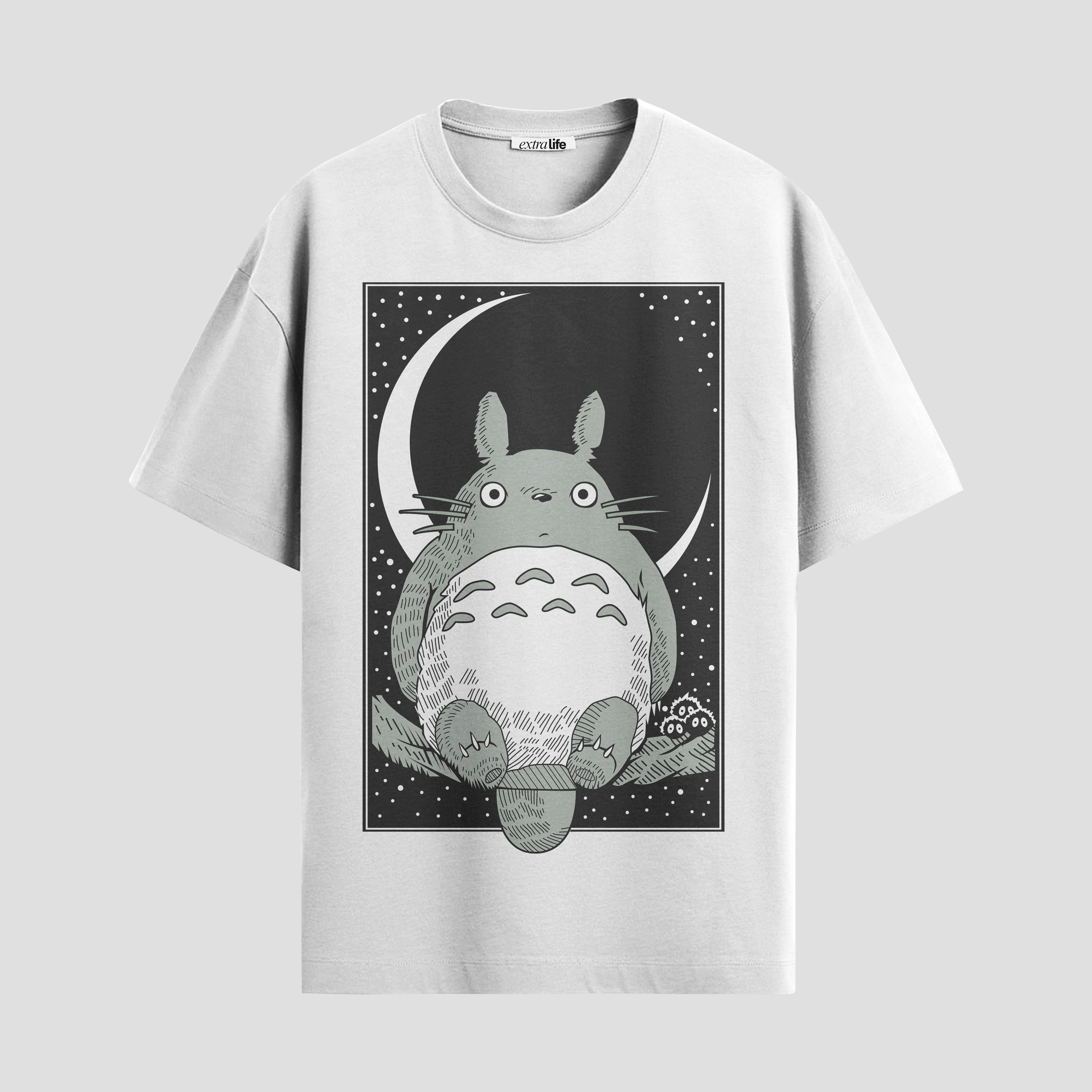 Playera urbana de anime y gaming ExtraLife MX, corte Standard Fit unisex ligero y transpirable en color Deep Black y Pure White, ropa de uso diario para gym y casual.