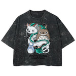 Playera streetwear premium de anime y gaming ExtraLife MX, corte boxy deluxe mineral wash heavyweight en color Acid Wash, moda urbana mexicana de culto.