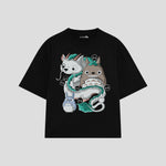 Playera streetwear premium de anime y gaming ExtraLife MX, corte oversized drop shoulder ligero y fresco en color Deep Black y Off-White, moda urbana mexicana de culto.