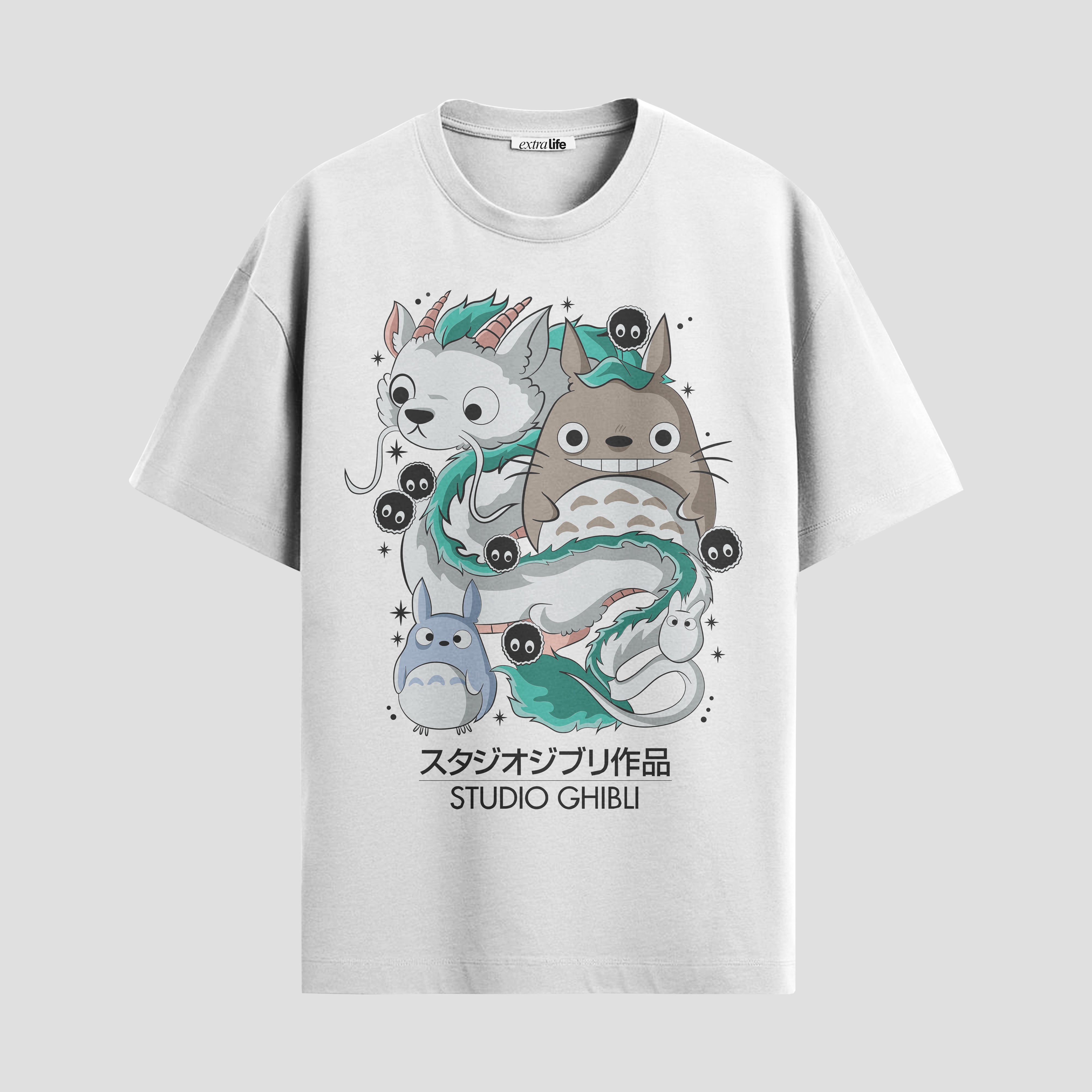 Playera urbana de anime y gaming ExtraLife MX, corte Standard Fit unisex ligero y transpirable en color Deep Black y Pure White, ropa de uso diario para gym y casual.