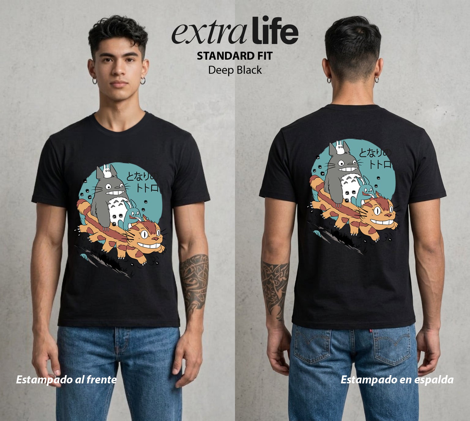 El Estudio del Viento | El Espiritu del Bien #02687 - Playera Standard Fit | Deep Black - Foto en modelo