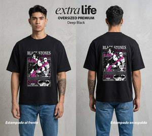 Dos Destinos Un Nombre | Dos Nanas Un Destino #02703 - Playera Oversized Premium | Deep Black - Foto en modelo