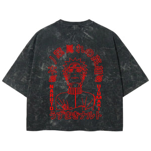 Playera streetwear premium de anime y gaming ExtraLife MX, corte boxy deluxe mineral wash heavyweight en color Acid Wash, moda urbana mexicana de culto.