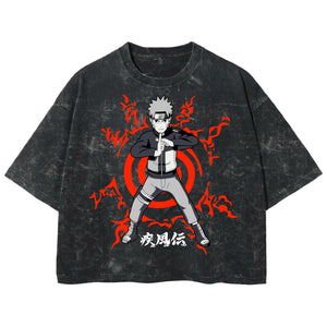 Playera streetwear premium de anime y gaming ExtraLife MX, corte boxy deluxe mineral wash heavyweight en color Acid Wash, moda urbana mexicana de culto.