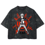 Playera streetwear premium de anime y gaming ExtraLife MX, corte boxy deluxe mineral wash heavyweight en color Acid Wash, moda urbana mexicana de culto.