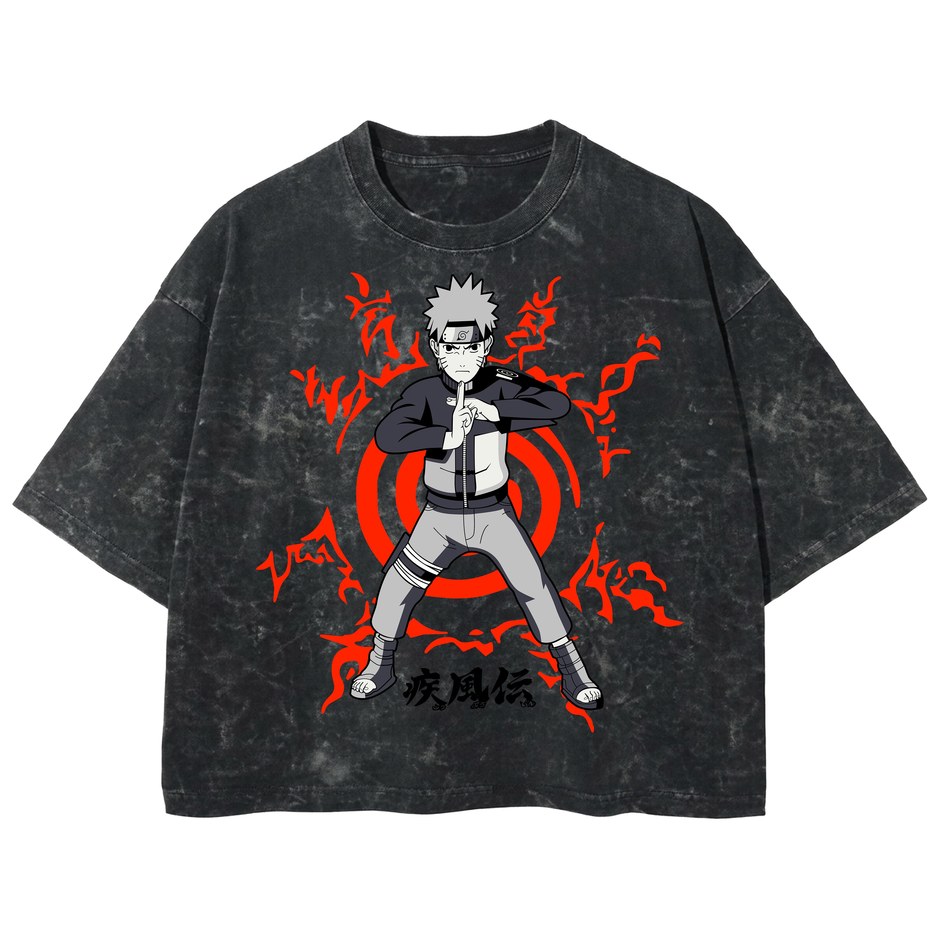Playera streetwear premium de anime y gaming ExtraLife MX, corte boxy deluxe mineral wash heavyweight en color Acid Wash, moda urbana mexicana de culto.