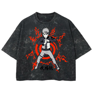 Playera streetwear premium de anime y gaming ExtraLife MX, corte boxy deluxe mineral wash heavyweight en color Acid Wash, moda urbana mexicana de culto.