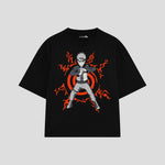 Playera streetwear premium de anime y gaming ExtraLife MX, corte oversized drop shoulder ligero y fresco en color Deep Black y Off-White, moda urbana mexicana de culto.