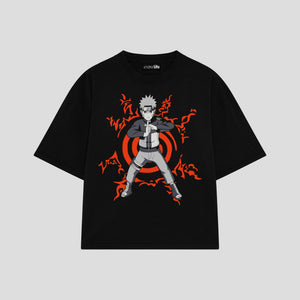 Playera streetwear premium de anime y gaming ExtraLife MX, corte oversized drop shoulder ligero y fresco en color Deep Black y Off-White, moda urbana mexicana de culto.