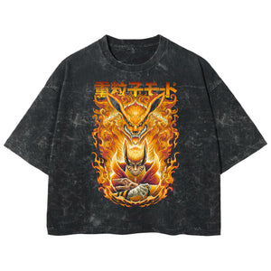 Playera streetwear premium de anime y gaming ExtraLife MX, corte boxy deluxe mineral wash heavyweight en color Acid Wash, moda urbana mexicana de culto.
