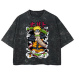 Playera streetwear premium de anime y gaming ExtraLife MX, corte boxy deluxe mineral wash heavyweight en color Acid Wash, moda urbana mexicana de culto.