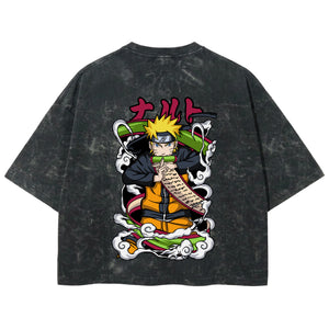 Playera streetwear premium de anime y gaming ExtraLife MX, corte boxy deluxe mineral wash heavyweight en color Acid Wash, moda urbana mexicana de culto.