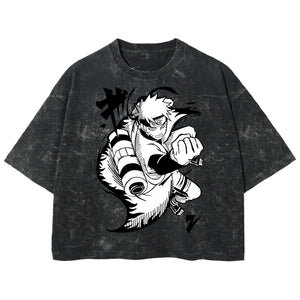 Playera streetwear premium de anime y gaming ExtraLife MX, corte boxy deluxe mineral wash heavyweight en color Acid Wash, moda urbana mexicana de culto.
