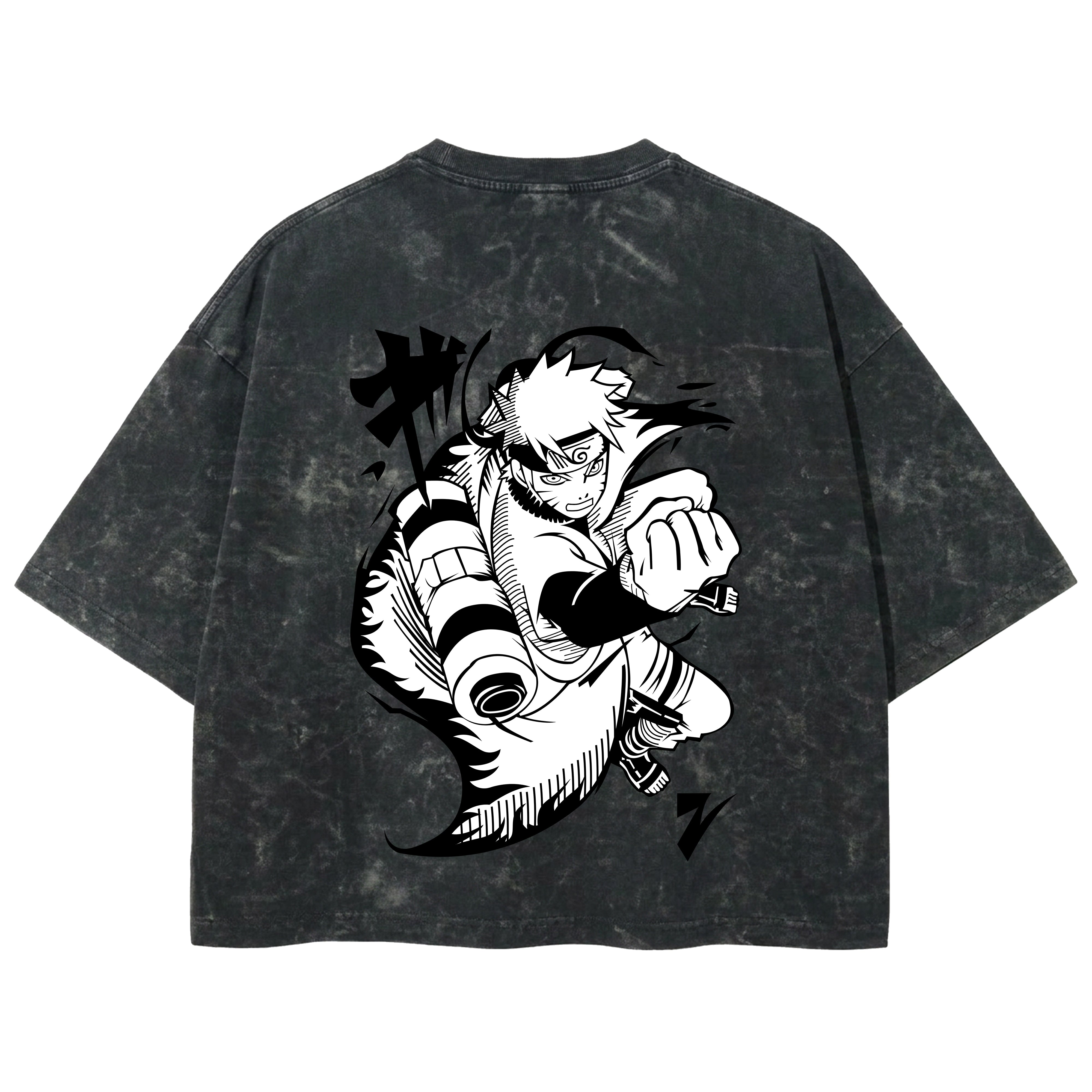 Playera streetwear premium de anime y gaming ExtraLife MX, corte boxy deluxe mineral wash heavyweight en color Acid Wash, moda urbana mexicana de culto.