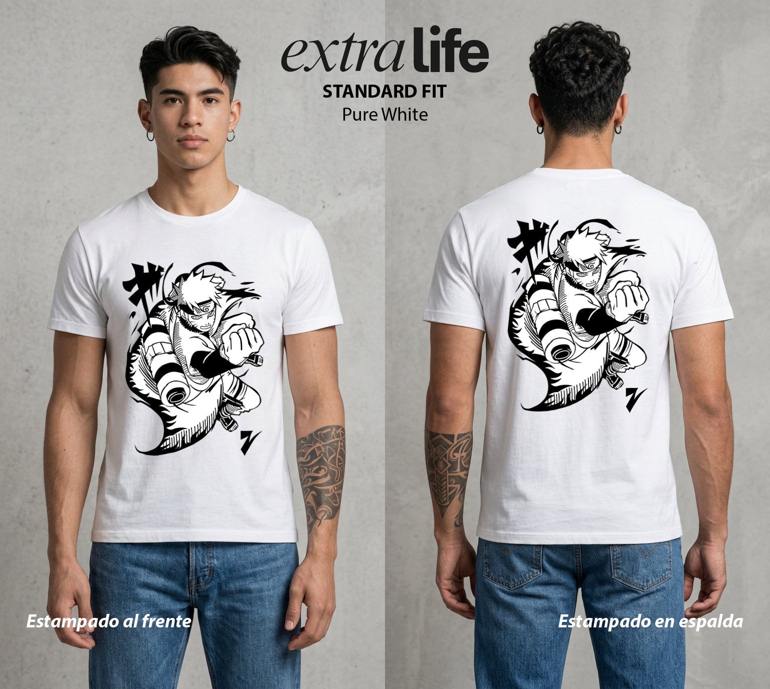 La Aldea Oculta | Poder del Chakra Zorro #02715 - Playera Standard Fit | Pure White - Foto en modelo