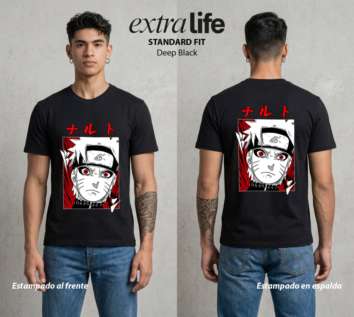 La Aldea Oculta | Ninja de la Hoja #02716 - Playera Classic Premium | Deep Black - Foto en modelo