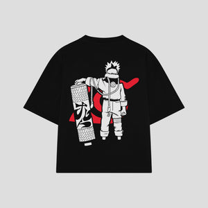 Playera streetwear premium de anime y gaming ExtraLife MX, corte oversized drop shoulder ligero y fresco en color Deep Black y Off-White, moda urbana mexicana de culto.