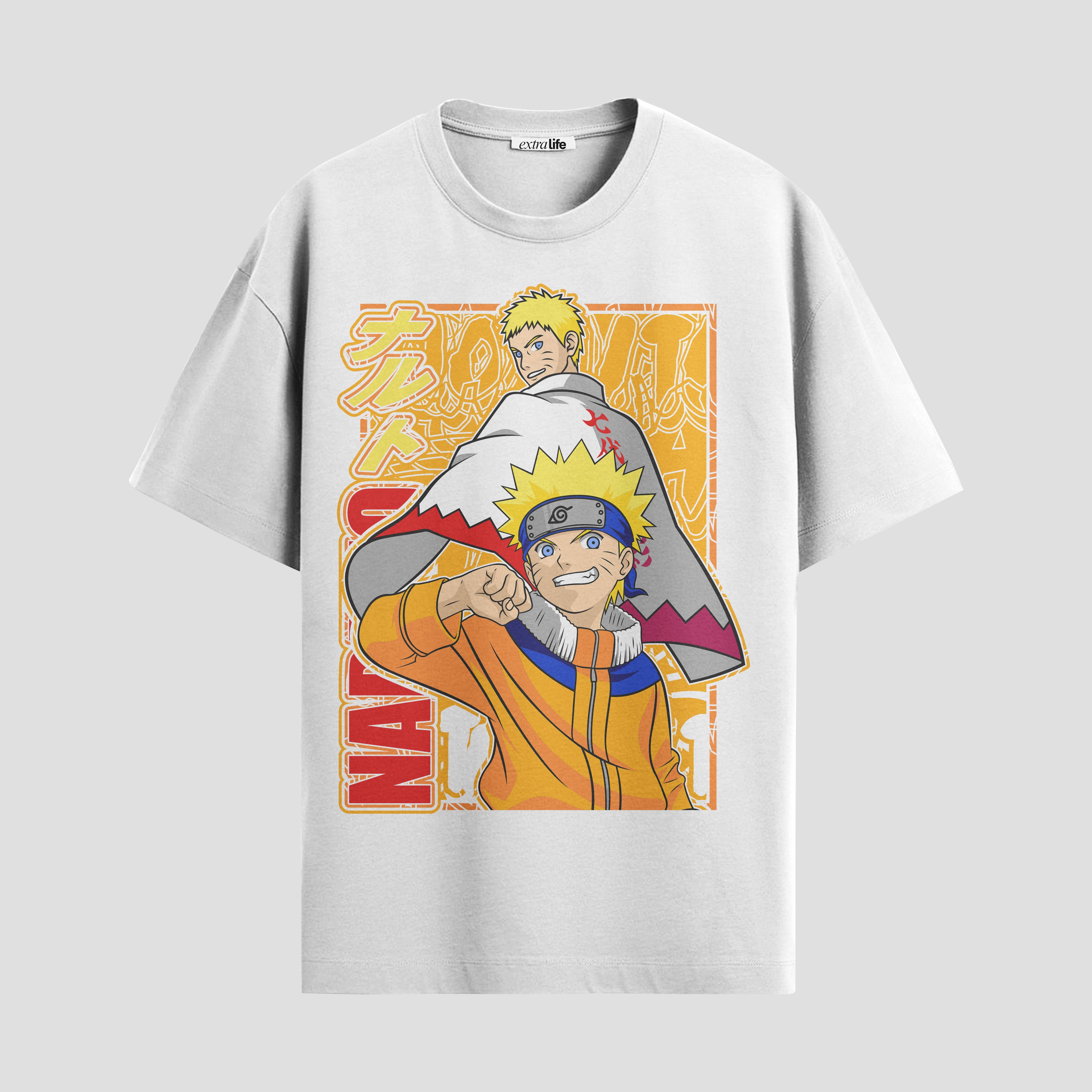 Playera urbana de anime y gaming ExtraLife MX, corte Standard Fit unisex ligero y transpirable en color Deep Black y Pure White, ropa de uso diario para gym y casual.