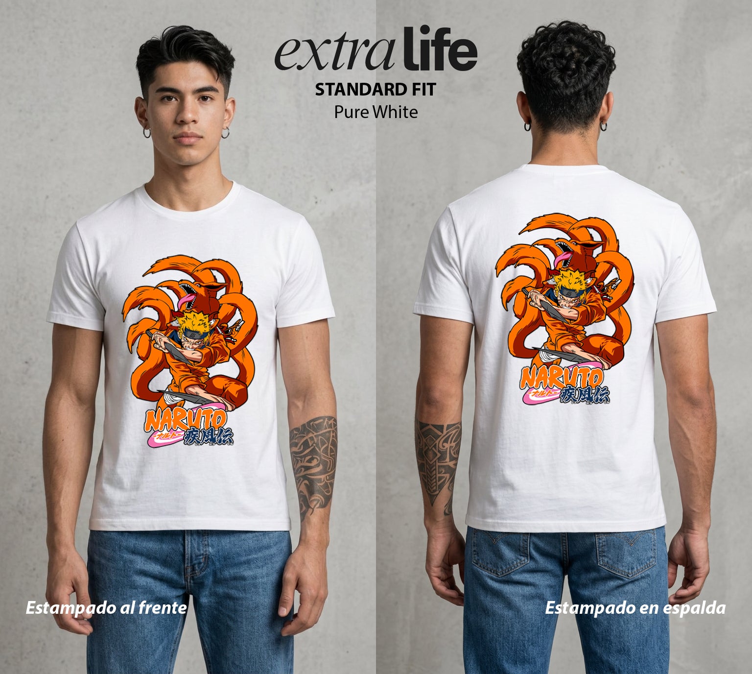 La Aldea Oculta | Dattebayo del Viento #02720 - Playera Standard Fit | Pure White - Foto en modelo