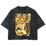 Playera streetwear premium de anime y gaming ExtraLife MX, corte boxy deluxe mineral wash heavyweight en color Acid Wash, moda urbana mexicana de culto.