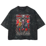 Playera streetwear premium de anime y gaming ExtraLife MX, corte boxy deluxe mineral wash heavyweight en color Acid Wash, moda urbana mexicana de culto.