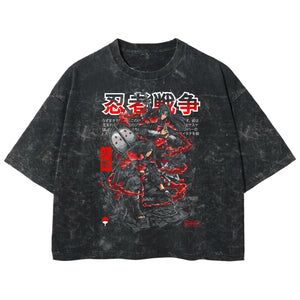 Playera streetwear premium de anime y gaming ExtraLife MX, corte boxy deluxe mineral wash heavyweight en color Acid Wash, moda urbana mexicana de culto.