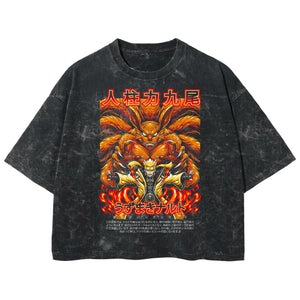 Playera streetwear premium de anime y gaming ExtraLife MX, corte boxy deluxe mineral wash heavyweight en color Acid Wash, moda urbana mexicana de culto.