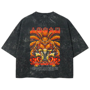 Playera streetwear premium de anime y gaming ExtraLife MX, corte boxy deluxe mineral wash heavyweight en color Acid Wash, moda urbana mexicana de culto.
