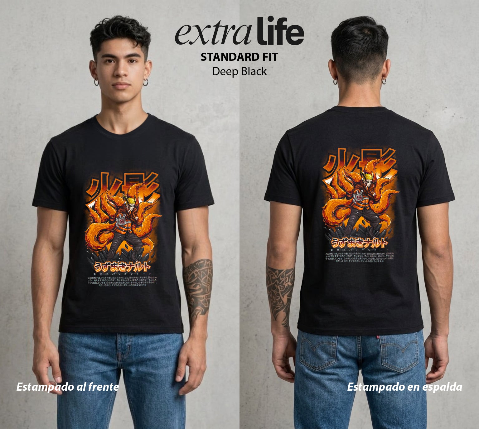 La Aldea Oculta | El Hokage del Futuro #02727 - Playera Standard Fit | Deep Black - Foto en modelo