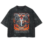 Playera streetwear premium de anime y gaming ExtraLife MX, corte boxy deluxe mineral wash heavyweight en color Acid Wash, moda urbana mexicana de culto.