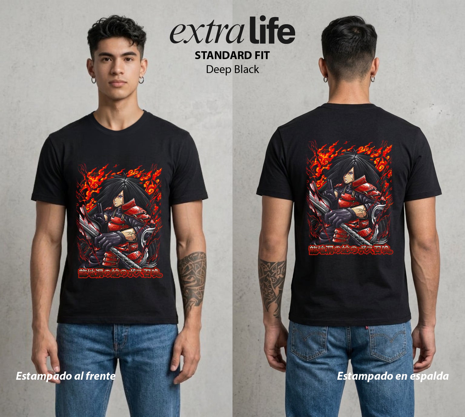 La Aldea Oculta | Ninja de la Hoja #02731 - Playera Standard Fit | Deep Black - Foto en modelo