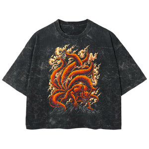 Playera streetwear premium de anime y gaming ExtraLife MX, corte boxy deluxe mineral wash heavyweight en color Acid Wash, moda urbana mexicana de culto.