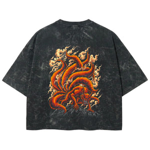 Playera streetwear premium de anime y gaming ExtraLife MX, corte boxy deluxe mineral wash heavyweight en color Acid Wash, moda urbana mexicana de culto.
