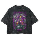 Playera streetwear premium de anime y gaming ExtraLife MX, corte boxy deluxe mineral wash heavyweight en color Acid Wash, moda urbana mexicana de culto.