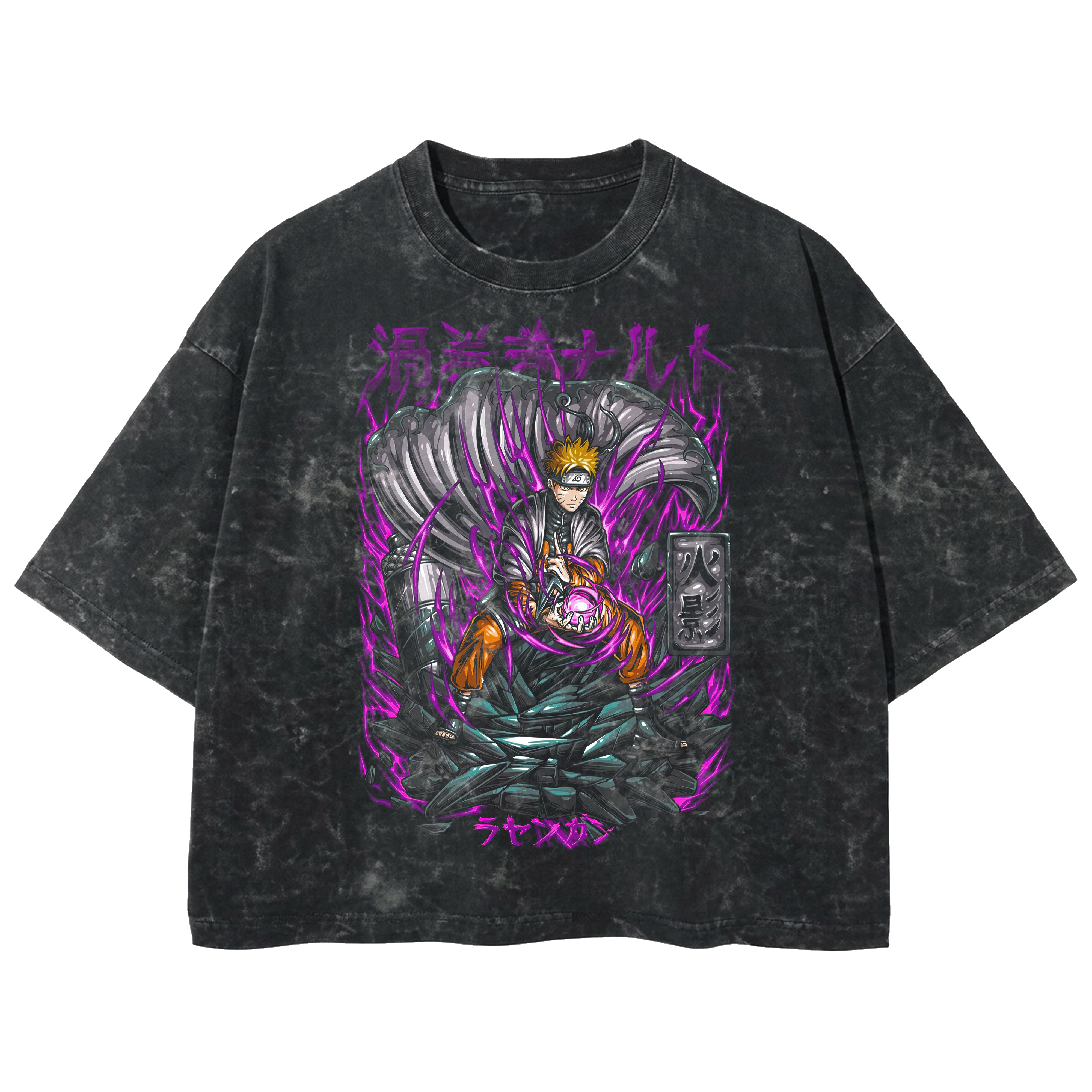 Playera streetwear premium de anime y gaming ExtraLife MX, corte boxy deluxe mineral wash heavyweight en color Acid Wash, moda urbana mexicana de culto.