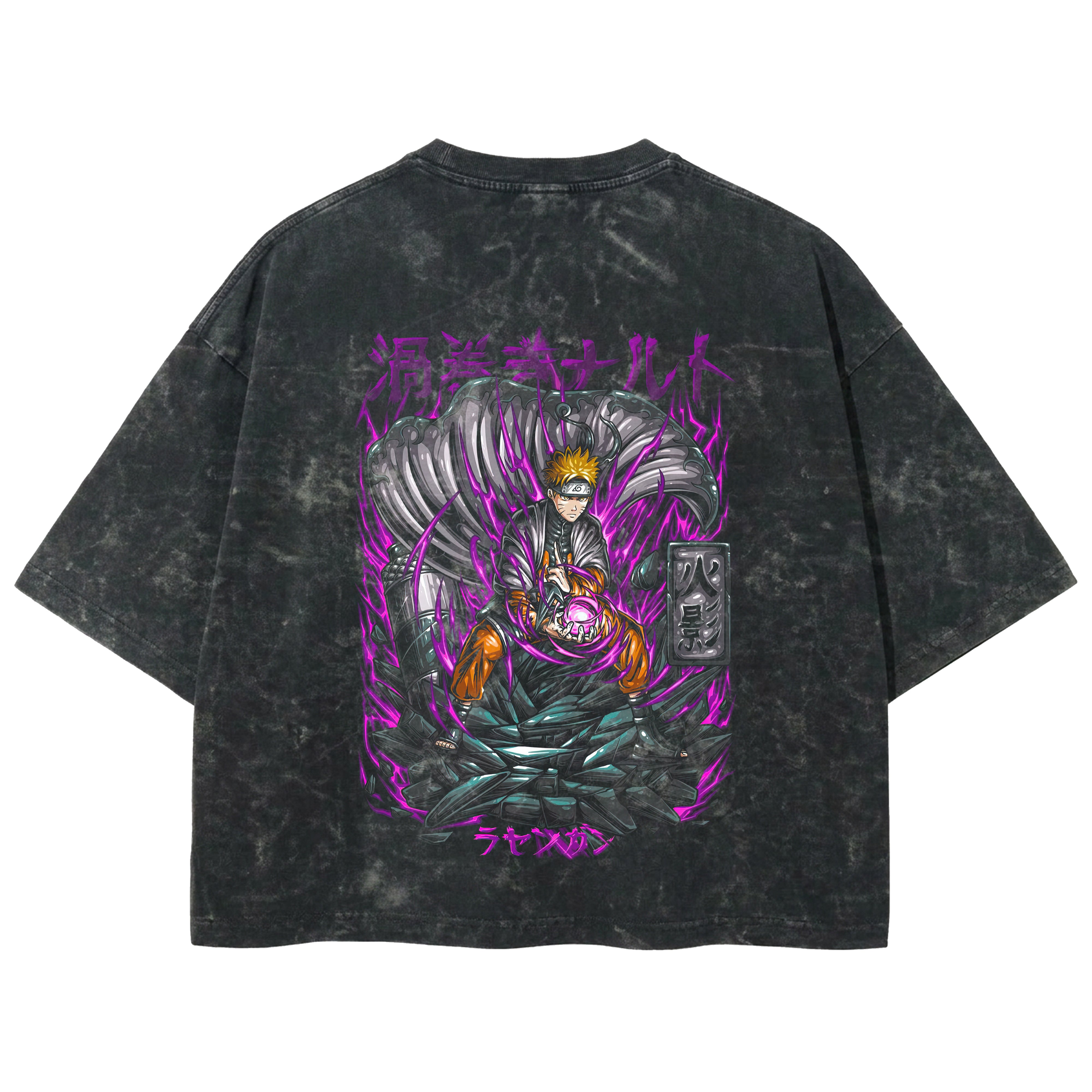 Playera streetwear premium de anime y gaming ExtraLife MX, corte boxy deluxe mineral wash heavyweight en color Acid Wash, moda urbana mexicana de culto.