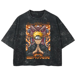 Playera streetwear premium de anime y gaming ExtraLife MX, corte boxy deluxe mineral wash heavyweight en color Acid Wash, moda urbana mexicana de culto.