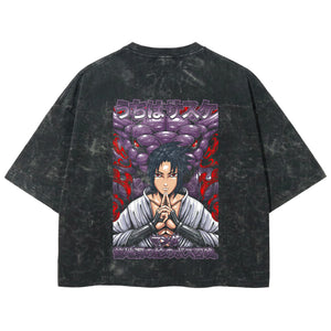 Playera streetwear premium de anime y gaming ExtraLife MX, corte boxy deluxe mineral wash heavyweight en color Acid Wash, moda urbana mexicana de culto.