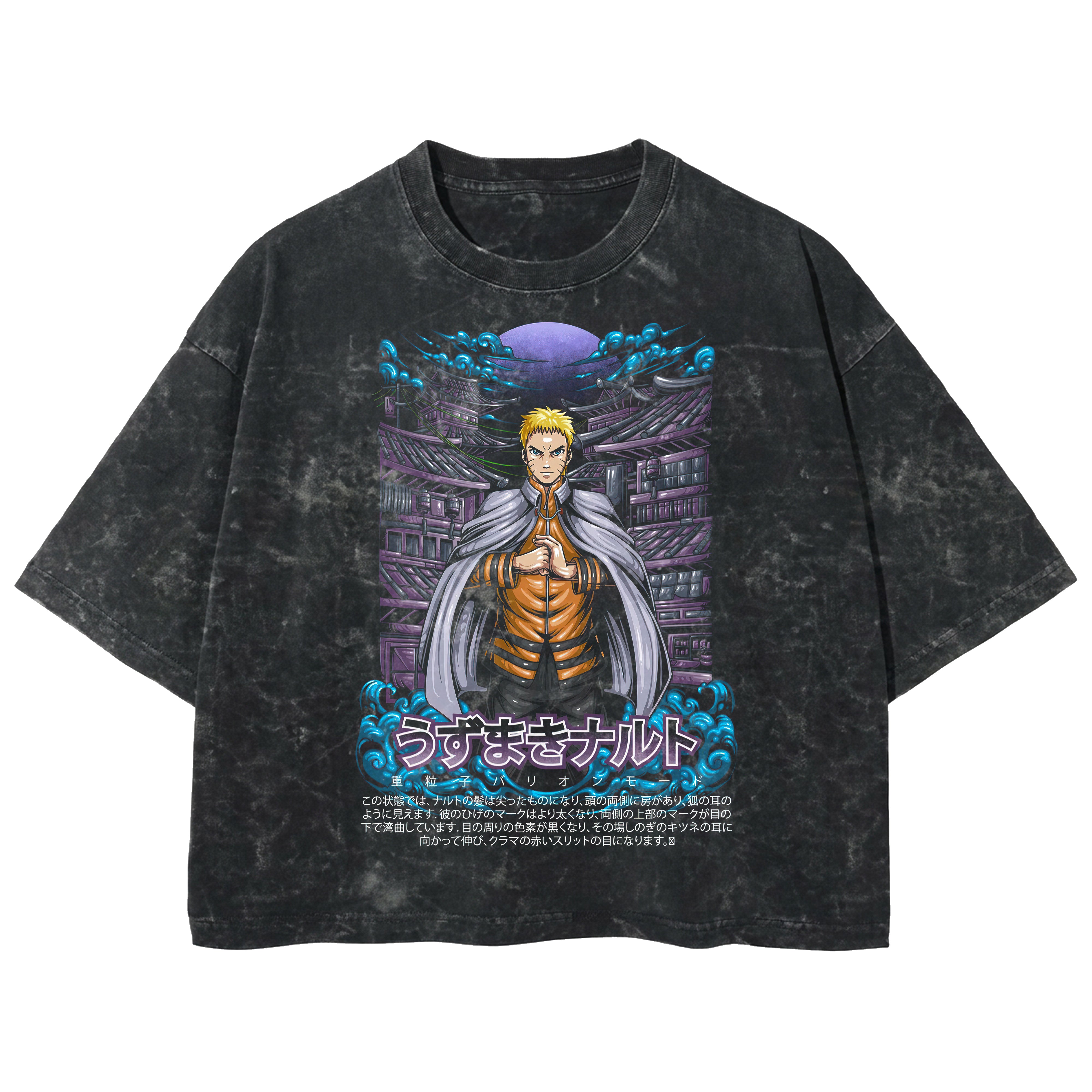 Playera streetwear premium de anime y gaming ExtraLife MX, corte boxy deluxe mineral wash heavyweight en color Acid Wash, moda urbana mexicana de culto.