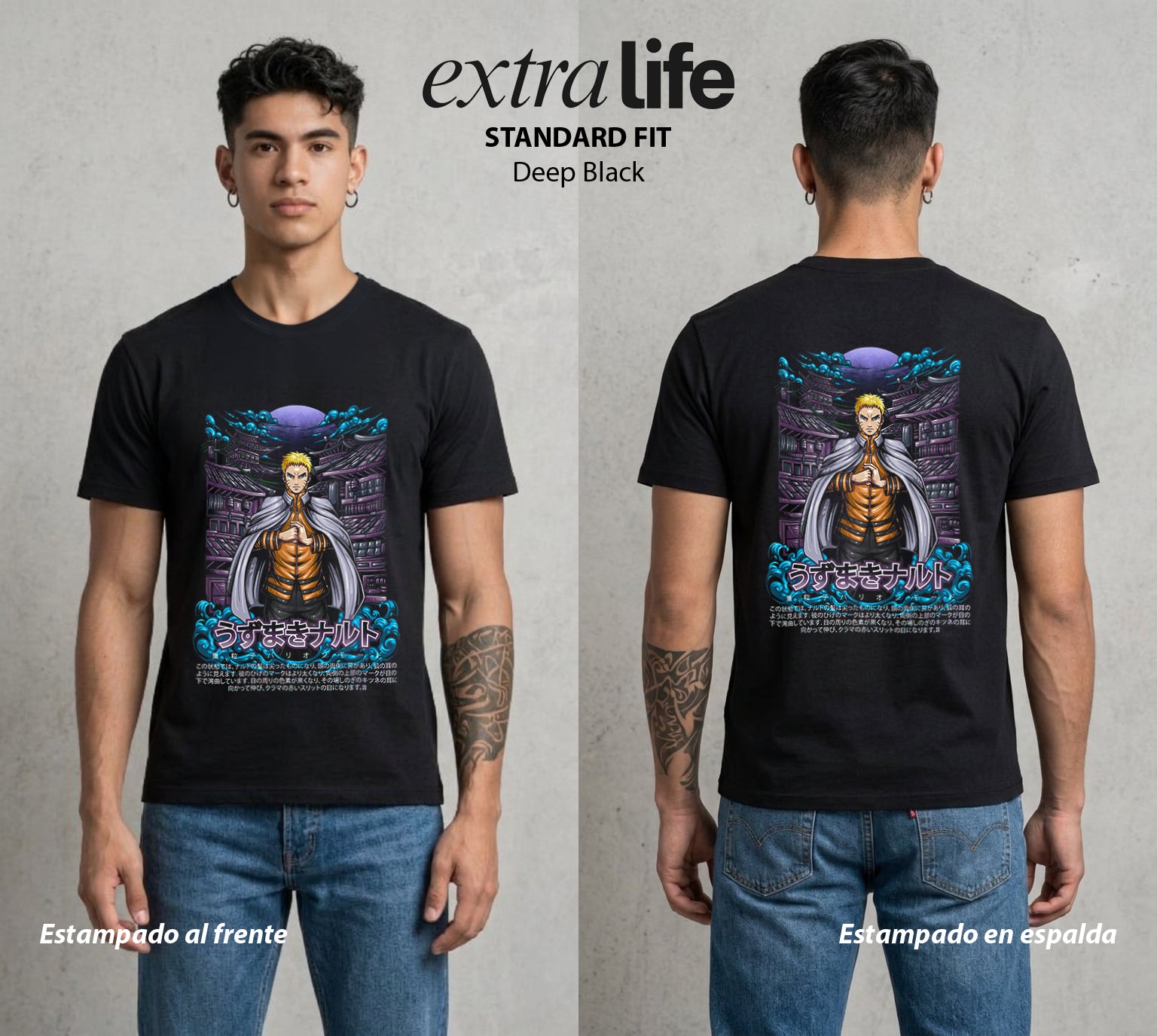 La Aldea Oculta | El Niño del Amor #02736 - Playera Standard Fit | Deep Black - Foto en modelo