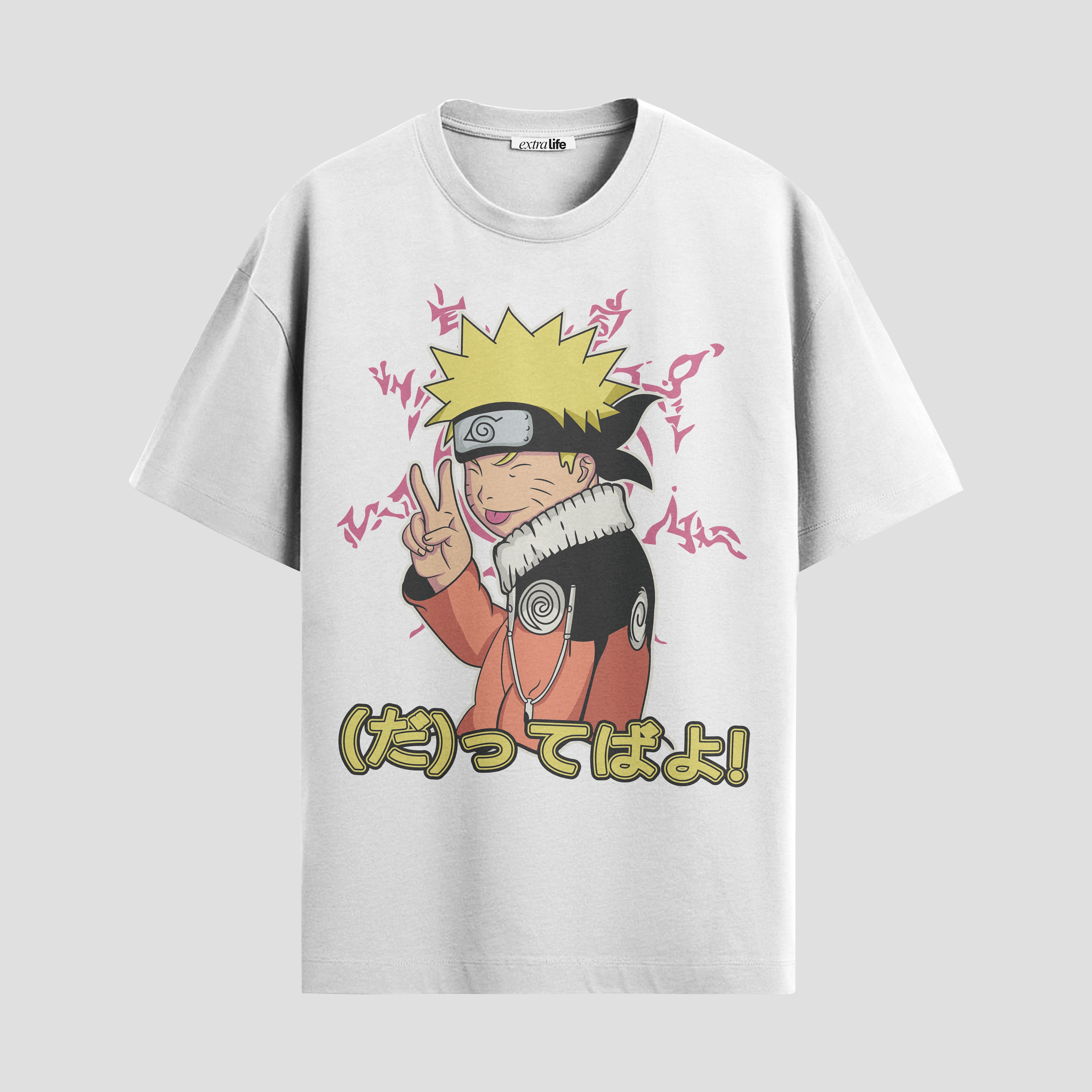 Playera urbana de anime y gaming ExtraLife MX, corte Standard Fit unisex ligero y transpirable en color Deep Black y Pure White, ropa de uso diario para gym y casual.