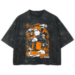 Playera streetwear premium de anime y gaming ExtraLife MX, corte boxy deluxe mineral wash heavyweight en color Acid Wash, moda urbana mexicana de culto.