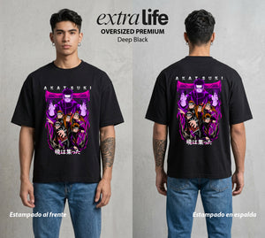 La Aldea Oculta | El Hokage del Futuro #02742 - Playera Oversized Premium | Deep Black - Foto en modelo