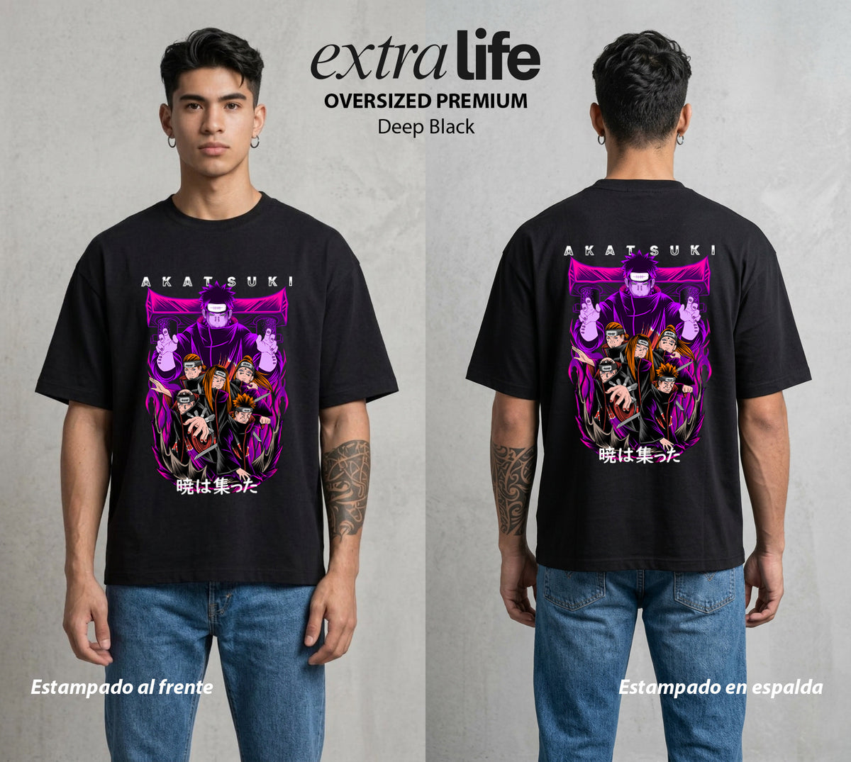 La Aldea Oculta | El Hokage del Futuro #02742 - Playera Oversized Premium | Deep Black - Foto en modelo