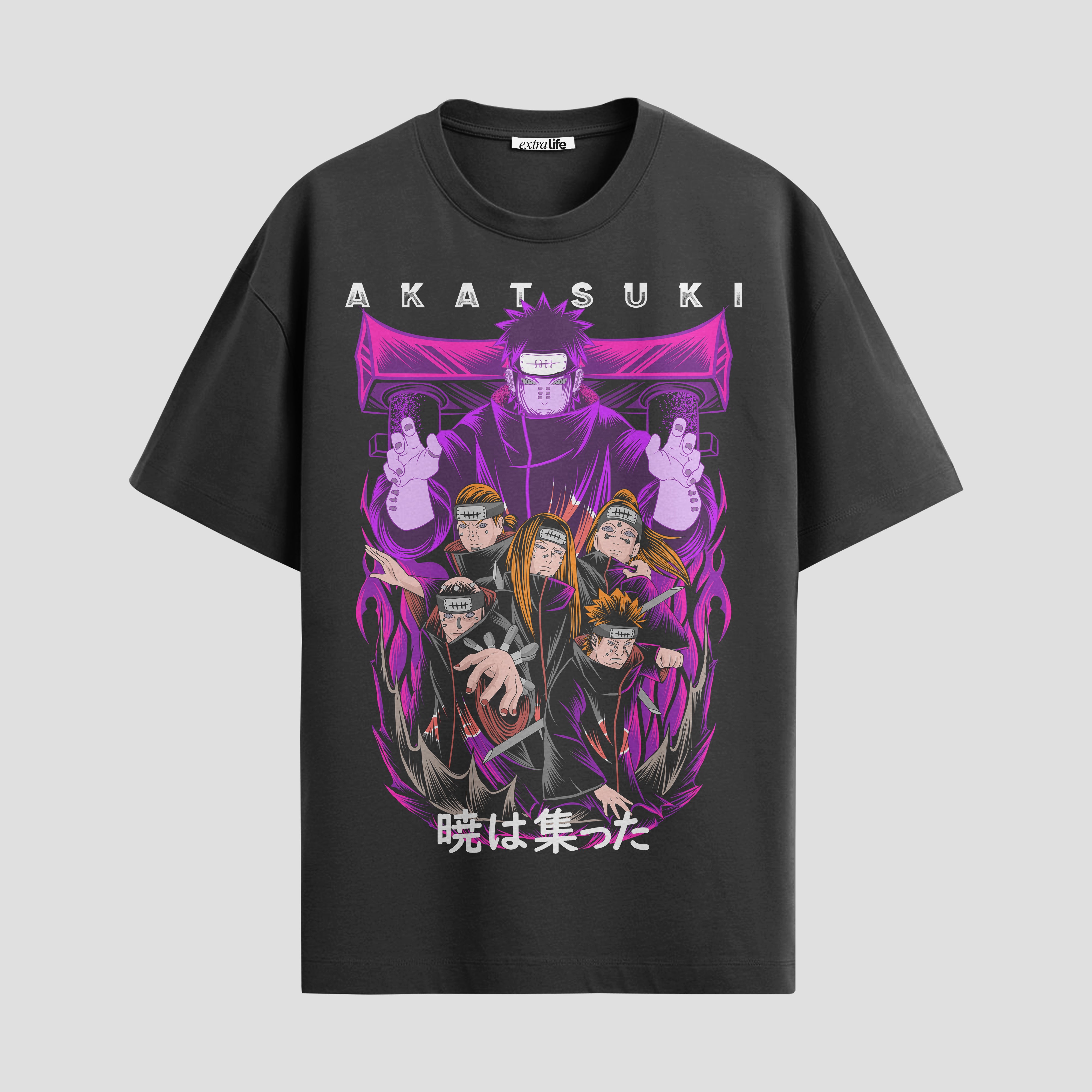 Playera urbana de anime y gaming ExtraLife MX, corte Standard Fit unisex ligero y transpirable en color Deep Black y Pure White, ropa de uso diario para gym y casual.